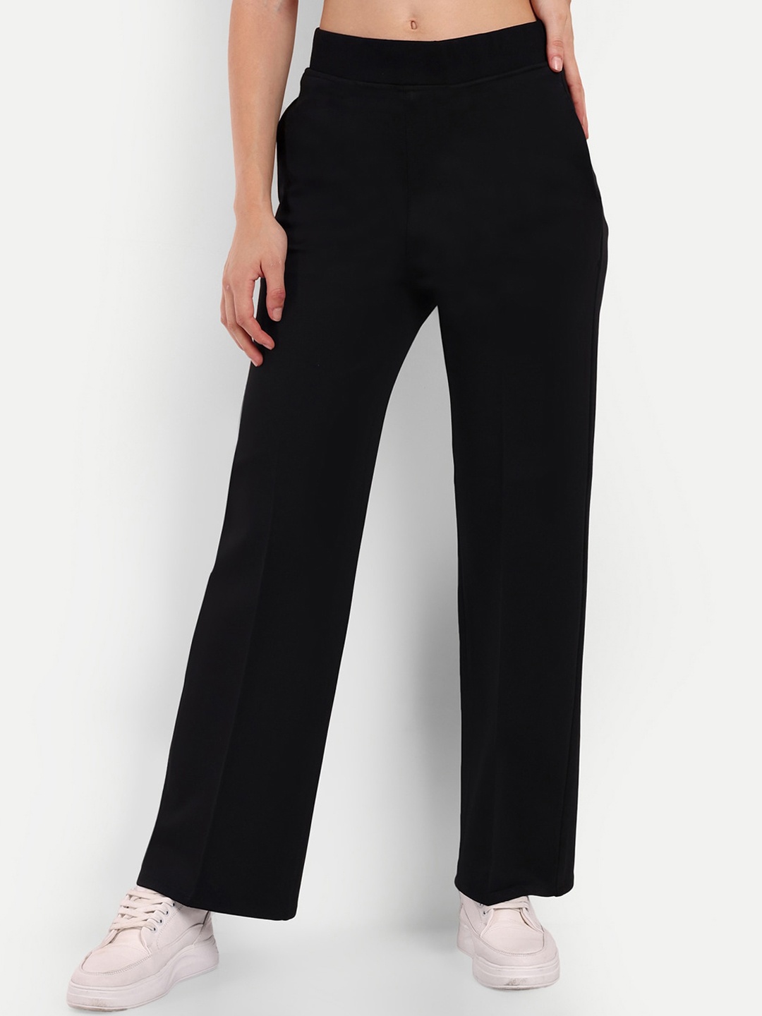 

Next One Women Relaxed Straight Leg Straight Fit High-Rise Easy Parallel Trousers, Black