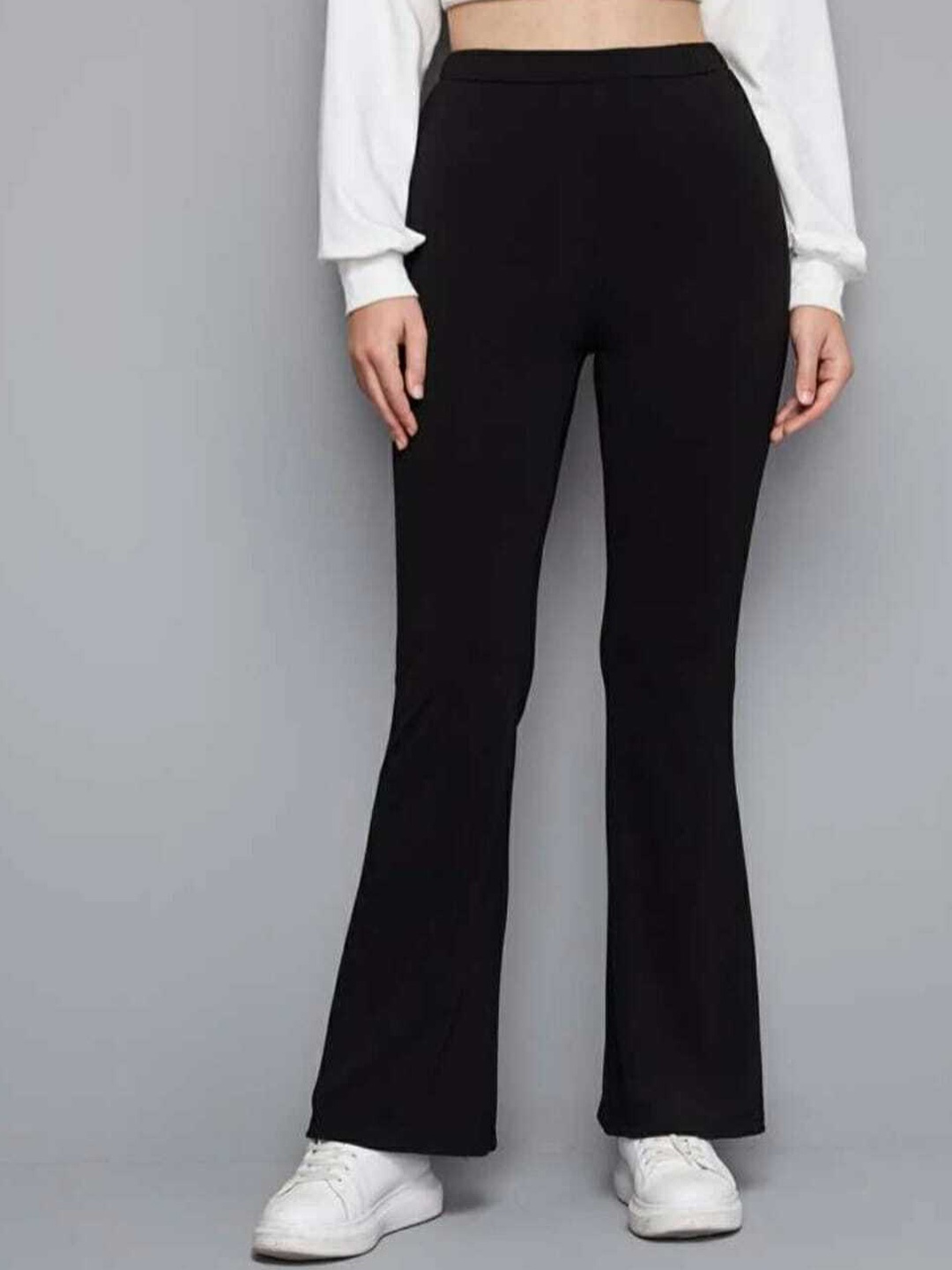 

Next One Women Relaxed Straight Leg Flared High-Rise Easy Wash Bootcut Trousers, Black