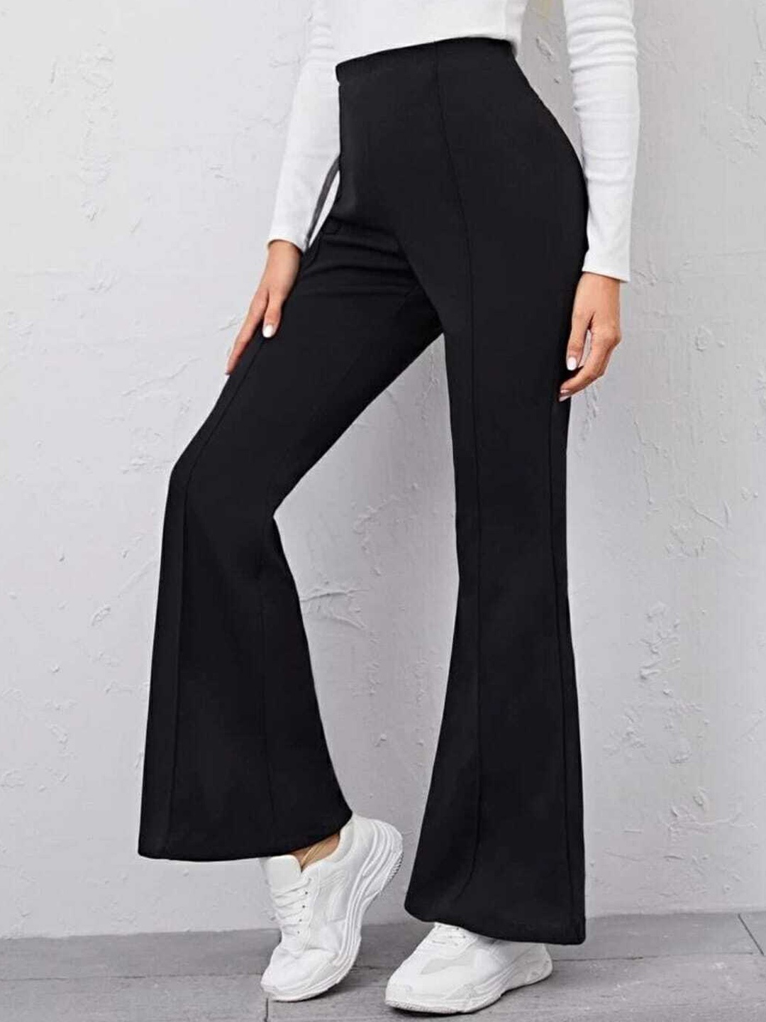 

Next One Women Flared High-Rise Easy Wash Bootcut Trousers, Black