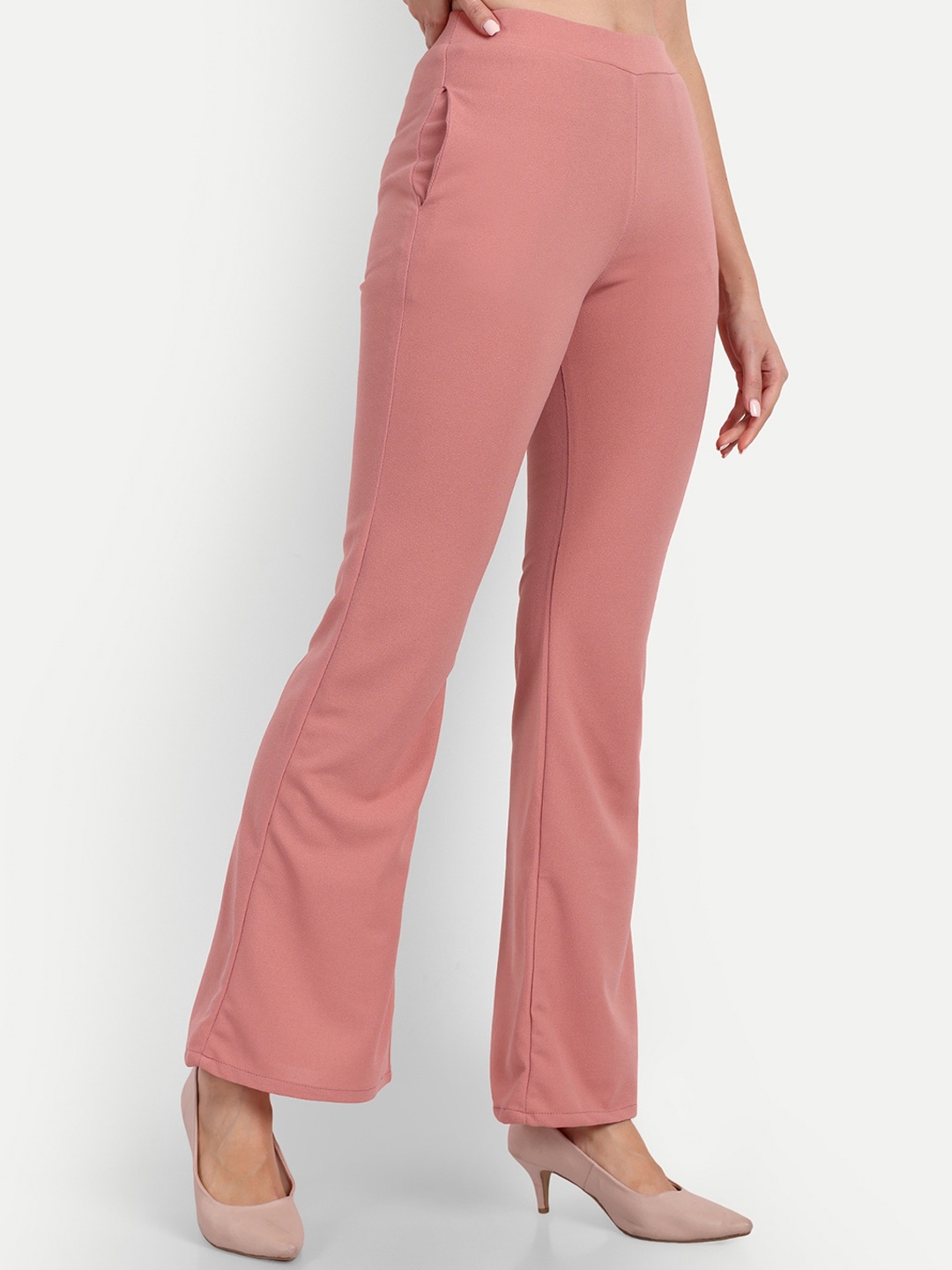 

Next One Women Relaxed Flared High-Rise Non Iron Trousers, Pink