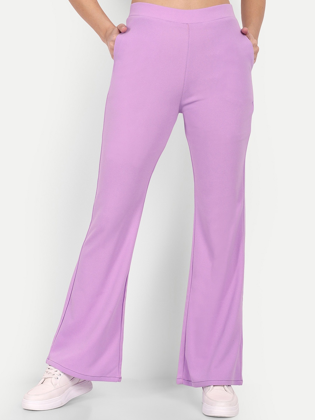 

Next One Women Relaxed Flared High-Rise Easy Wash Bootcut Trousers, Lavender
