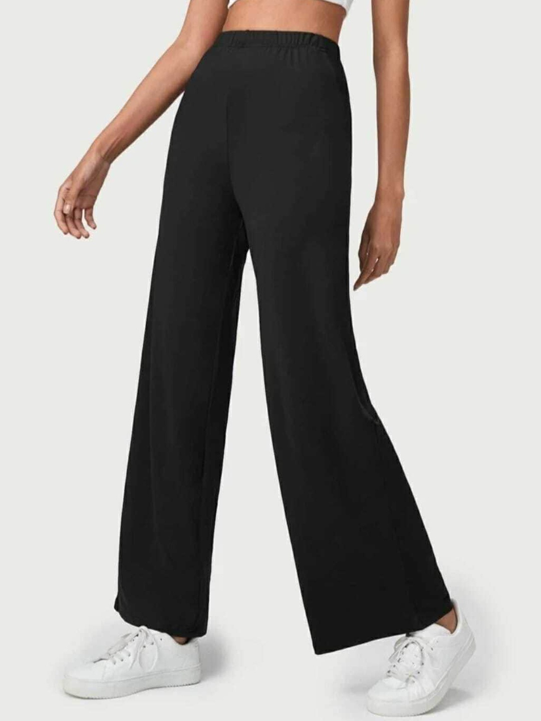 

Next One Women Relaxed Straight Leg Loose Fit High-Rise Easy Wash Trousers, Black