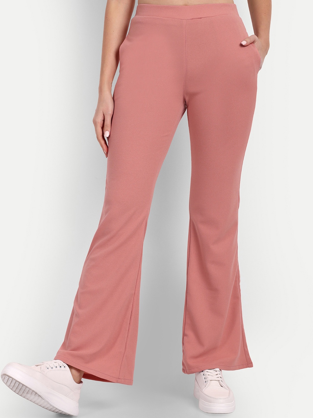 

Next One Women Relaxed Flared High-Rise Non Iron Bootcut Trousers, Pink