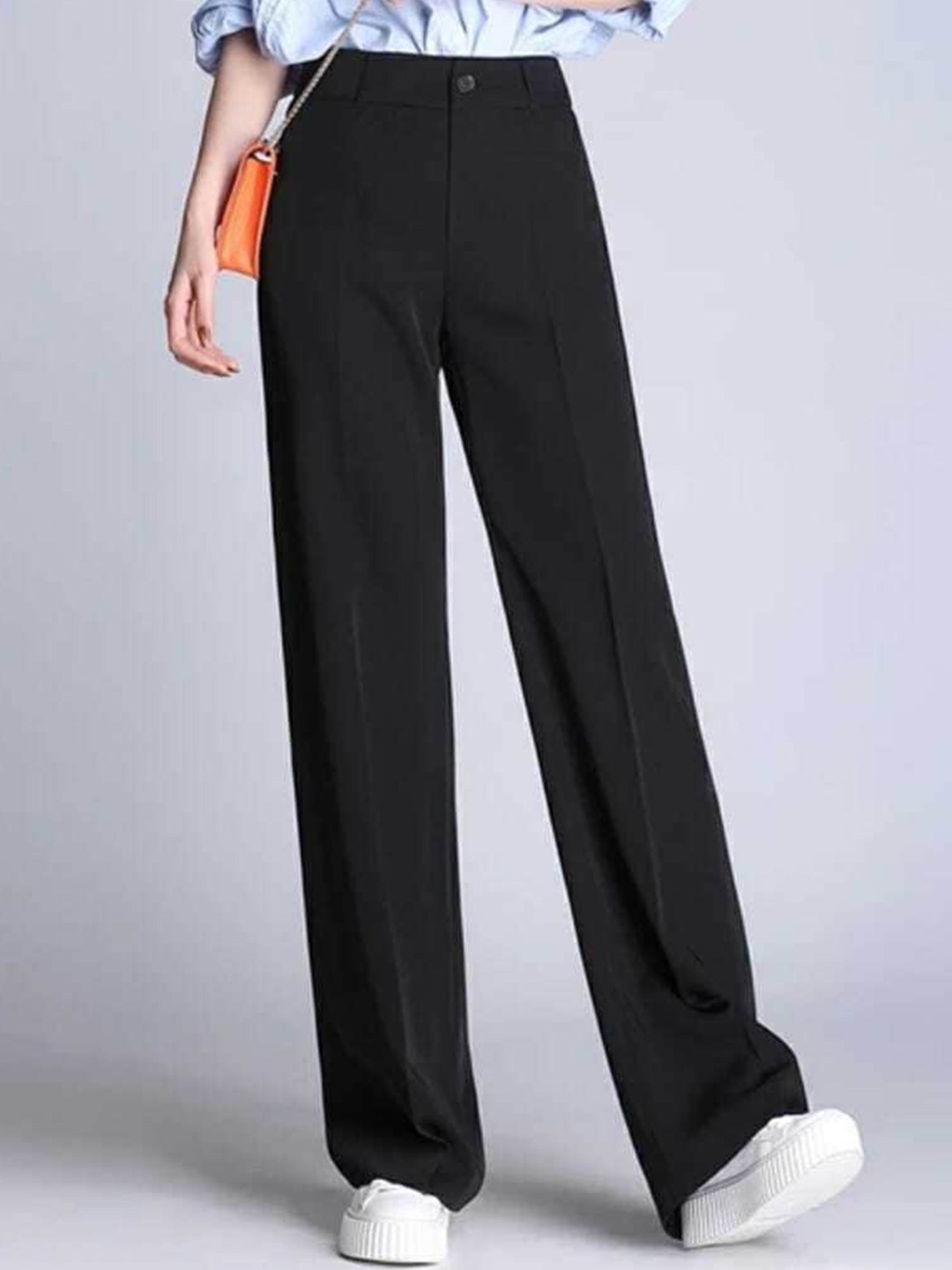 

Next One Women Smart Straight Fit High-Rise Trousers, Black