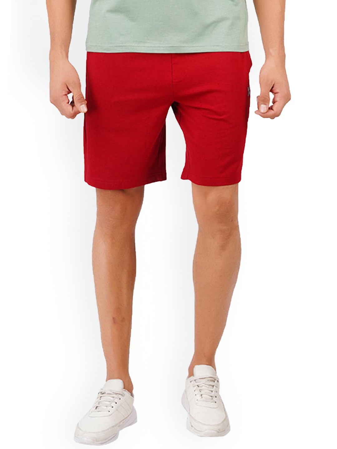 

Kosha Men Mid-Rise Organic Cotton Sports Shorts, Red