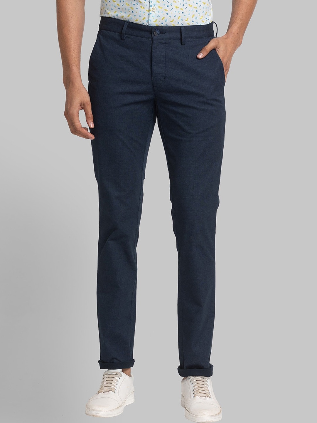 

Park Avenue Men Mid Rise Formal Trousers, Teal