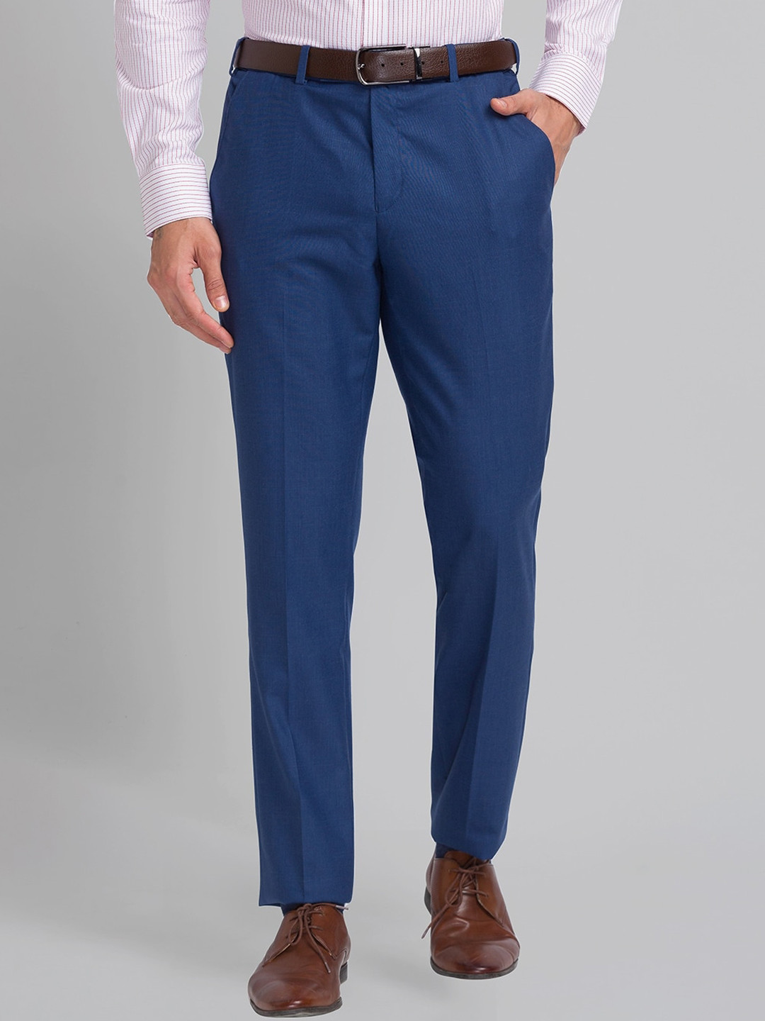 

Park Avenue Men Mid Rise Formal Trousers, Teal