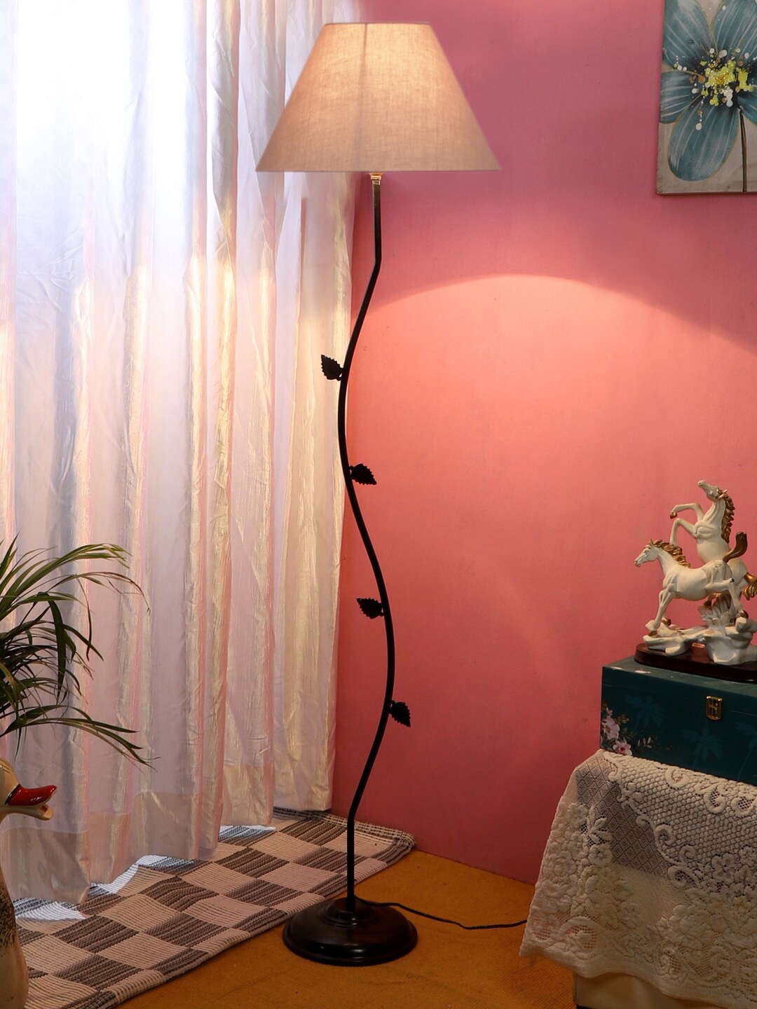 

Devansh Grey & Black Cotton & Iron Floor Lamp