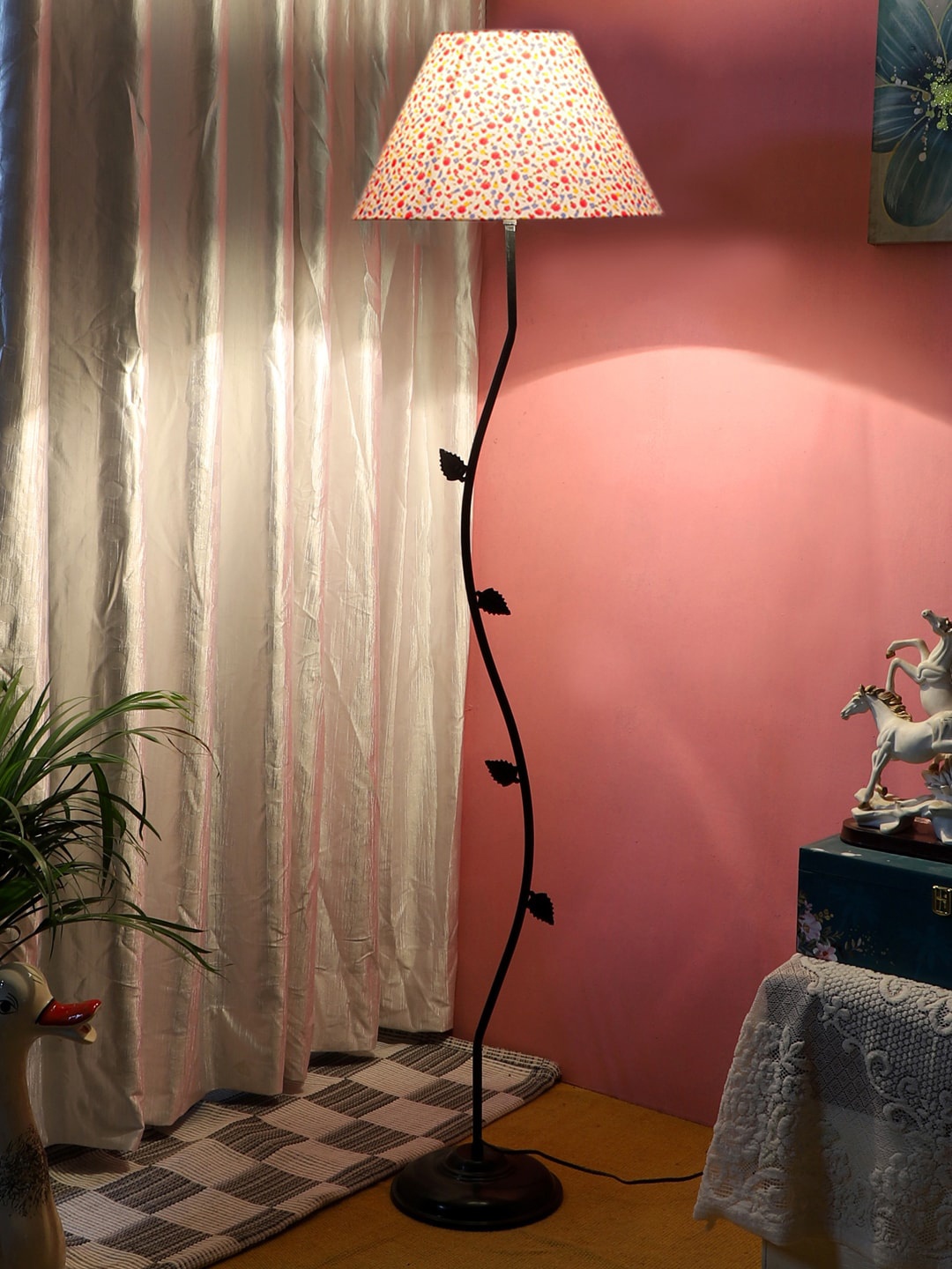 

Devansh White & Pink Printed Floor Lamp