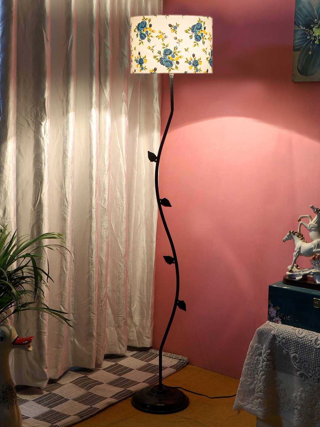 

Devansh White & Black Printed Iron Floor Lamp