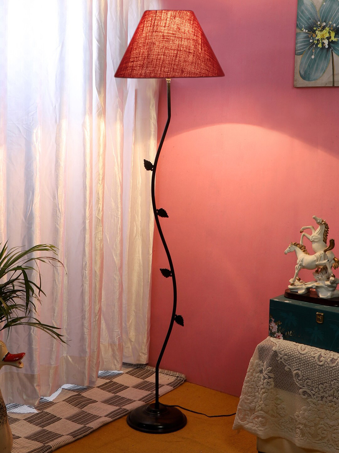 

Devansh Maroon & Black Textured Floor Lamp
