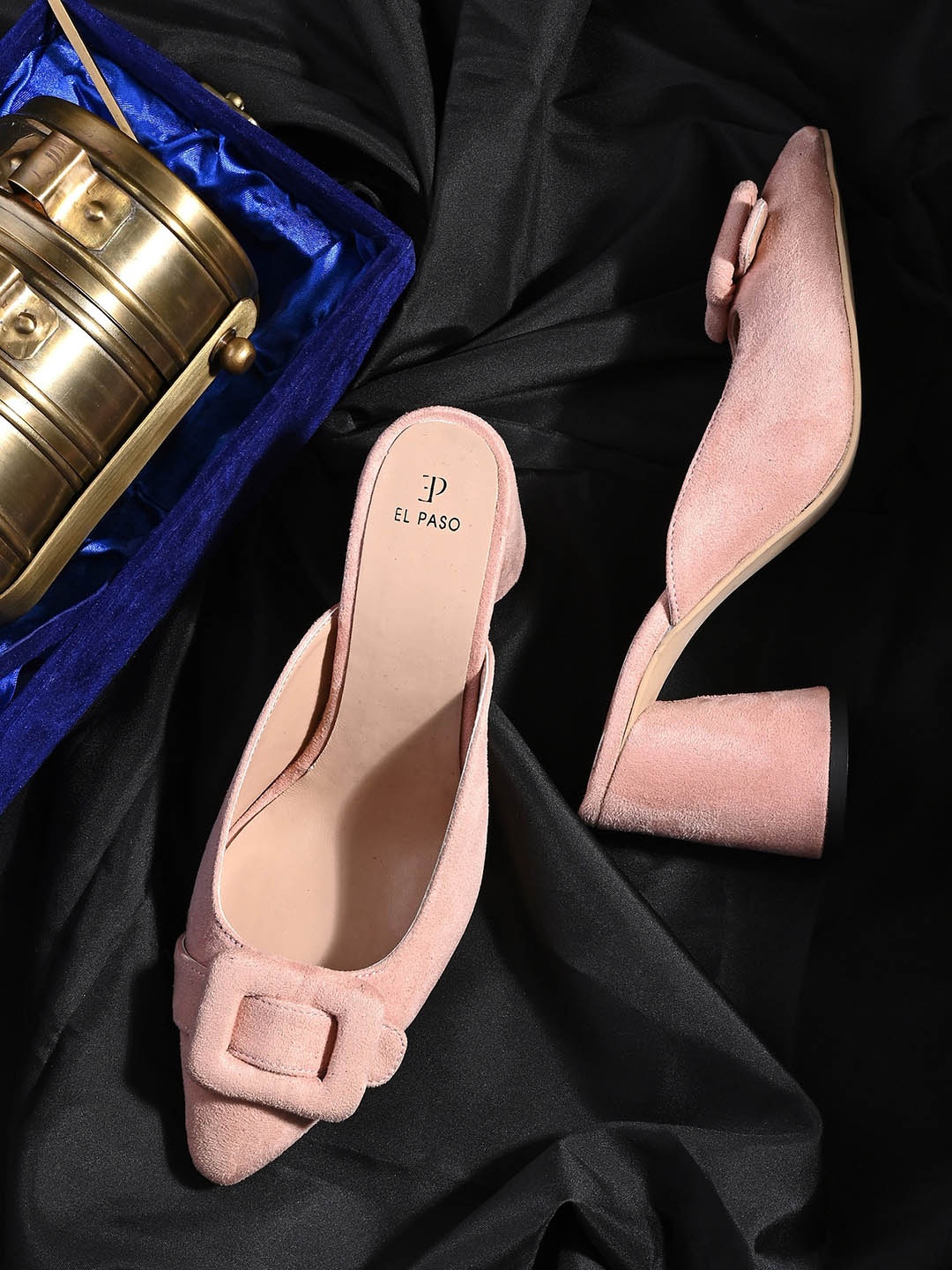 

El Paso Pointed Toe Embellished Block Heels, Pink