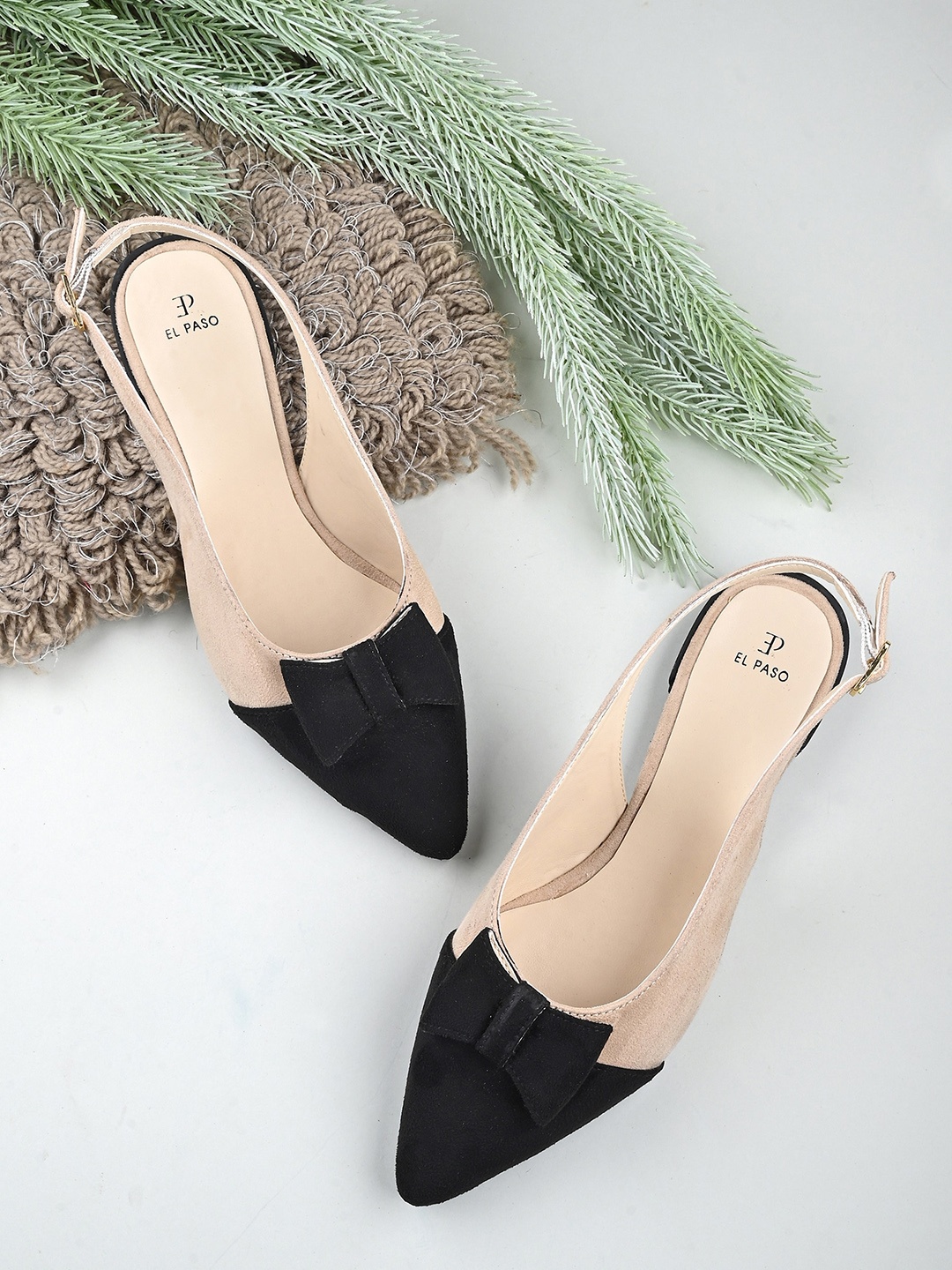 

El Paso Colourblocked Pointed Toe Slingback Mules, Beige