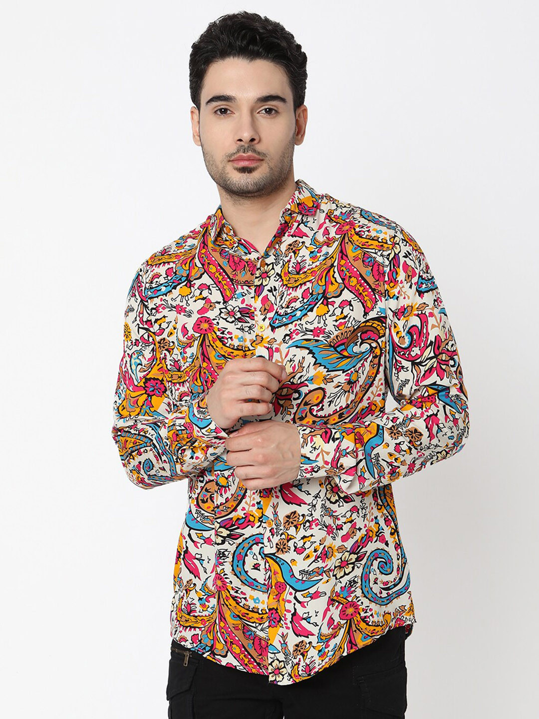 

7Shores Classic Floral Printed Casual Shirt, White