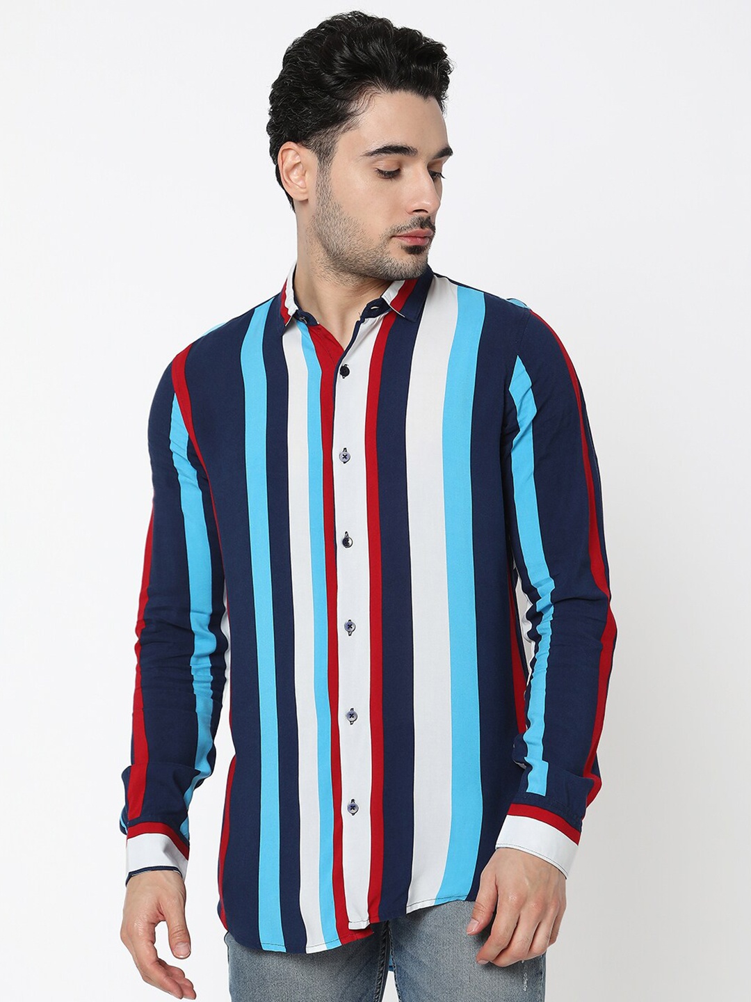 

7Shores Classic Striped Casual Shirt, Blue