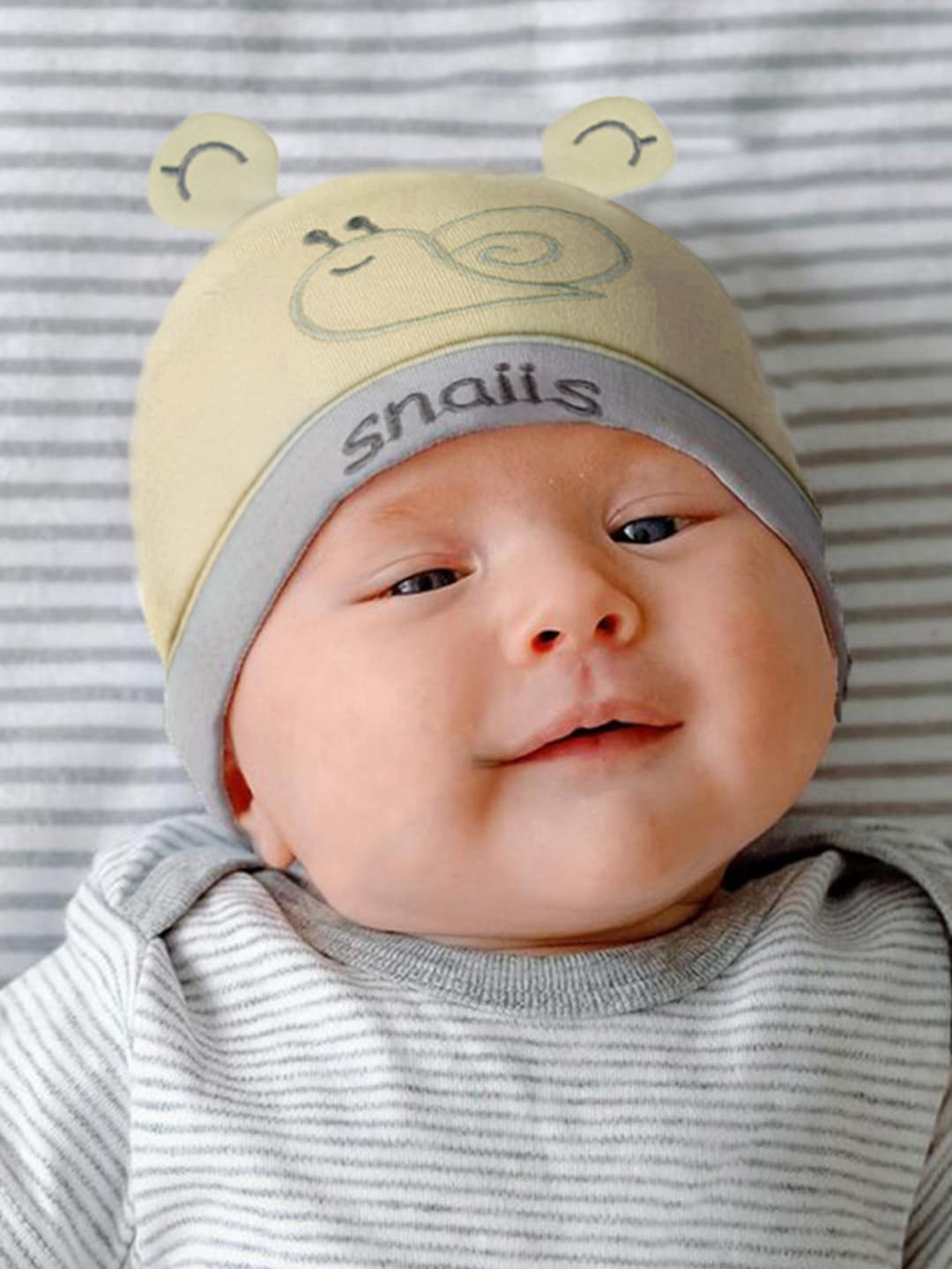 

Baby Moo Infants Kids Embroidered Cotton Beanie Cap, Yellow