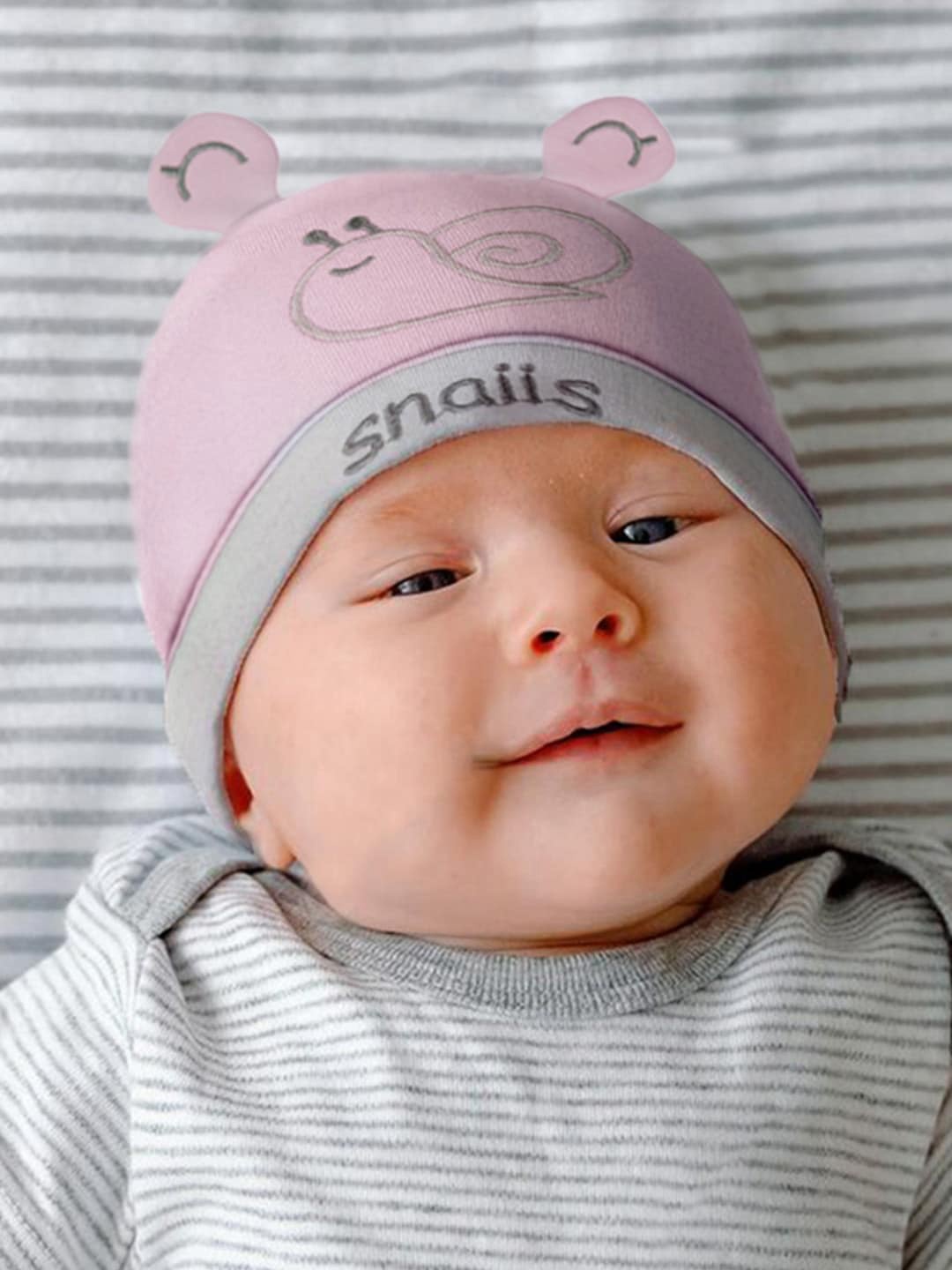

Baby Moo Infant Kids Embroidered Pure Cotton Beanie Cap, Pink