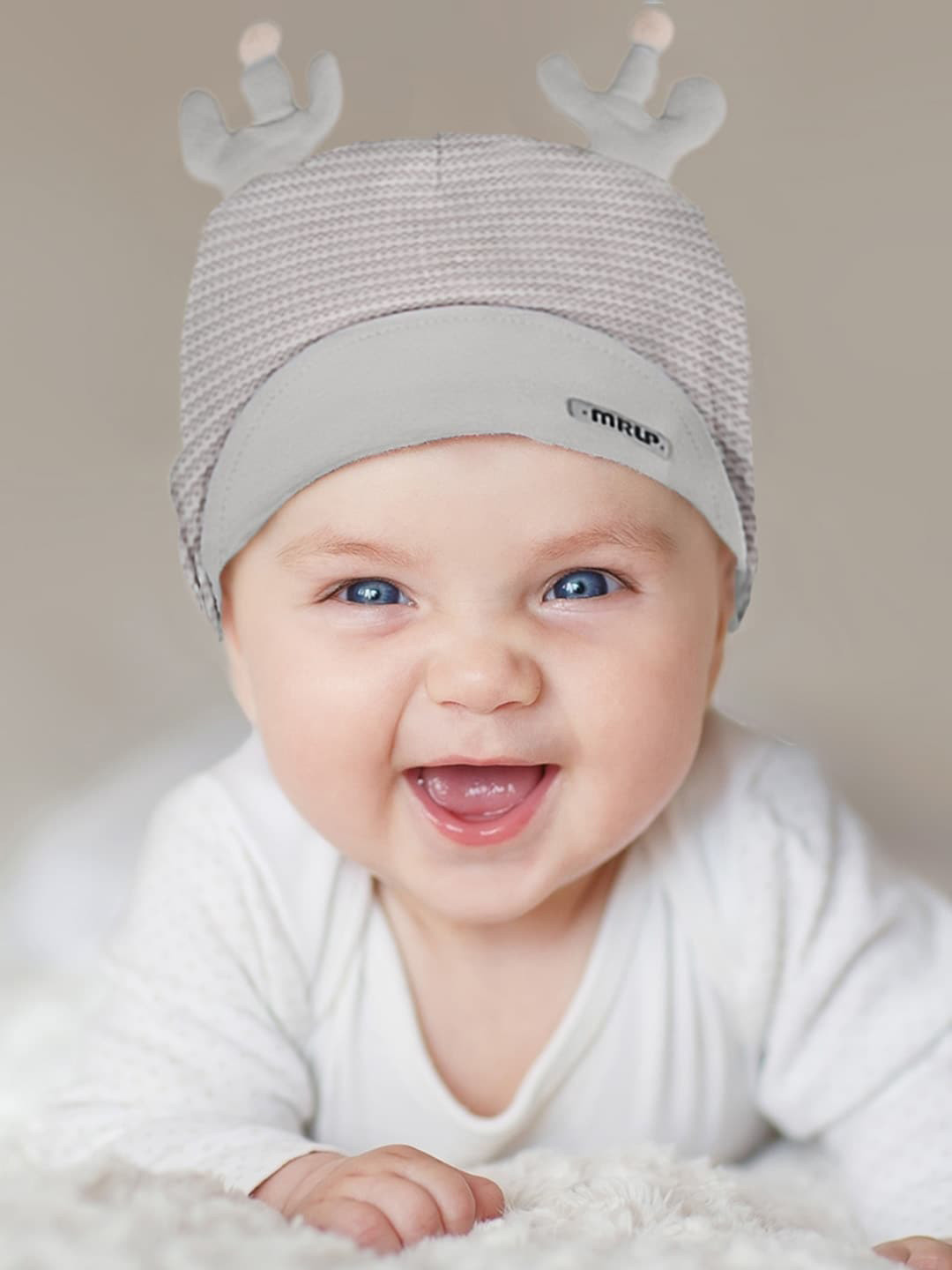 

Baby Moo Infants Self Design Beanie, Grey