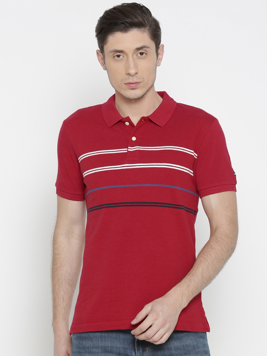 

Arrow Sport Men Red Solid Polo T-Shirt