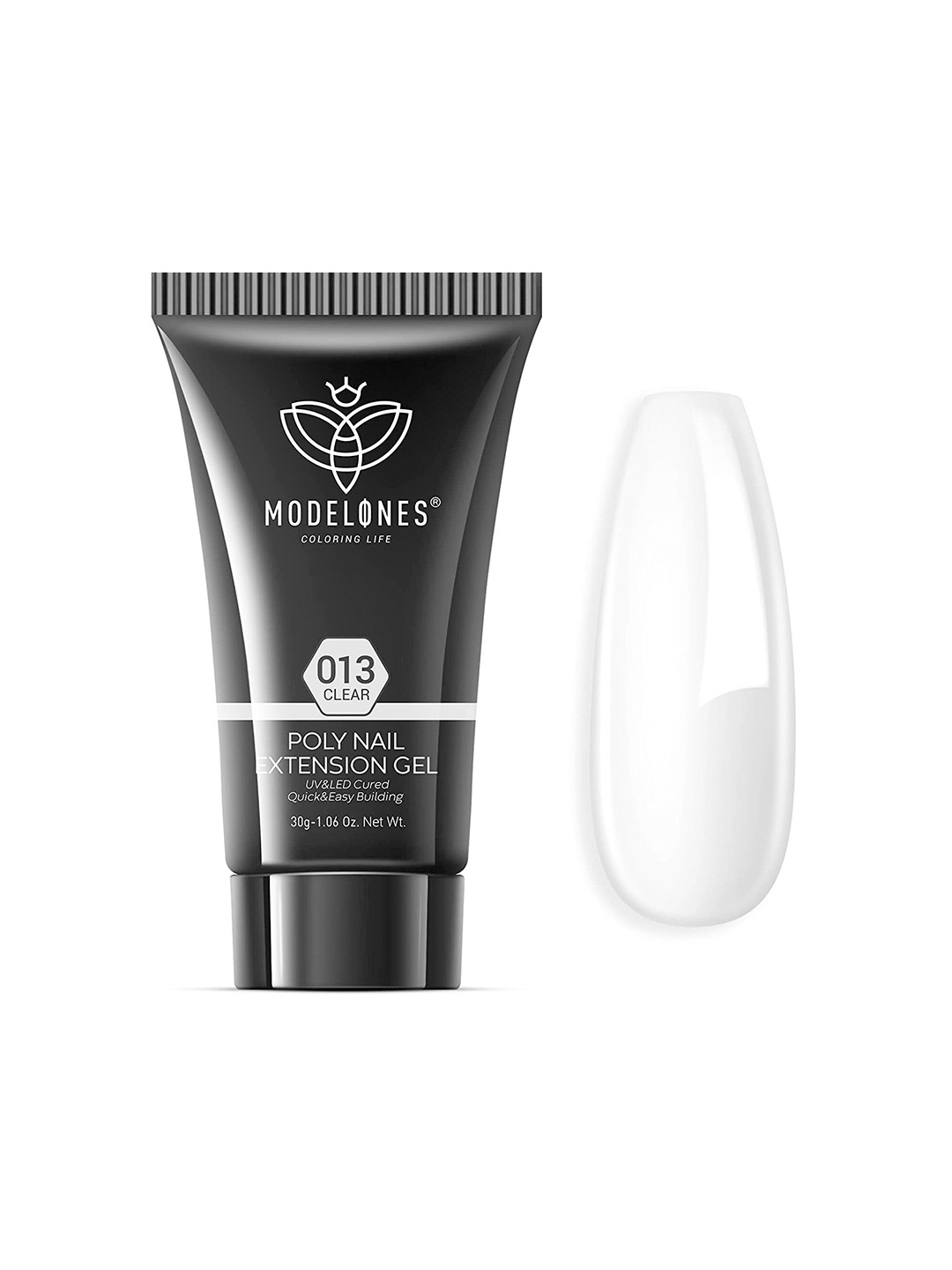 

Modelones Long Lasting UV & LED Cured Poly Nail Extension Gel 30g - Clear 013, Transparent