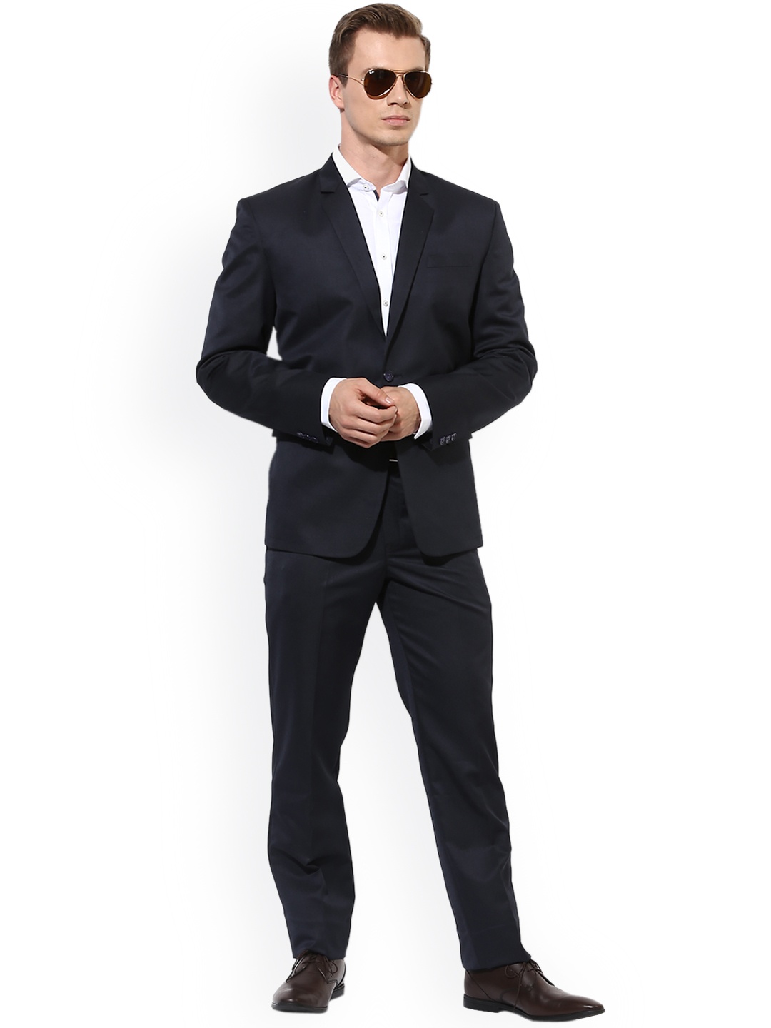 

Hangup Navy Single-Breasted Regular Fit Formal Suit, Navy blue