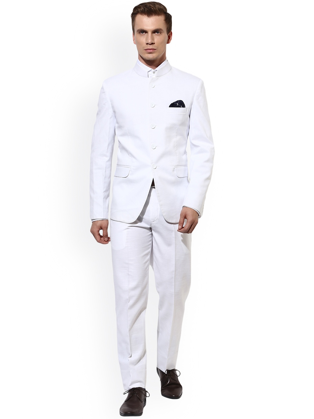 

Hangup White Single-Breasted Regular Fit Ethnic Bandhgala Suit