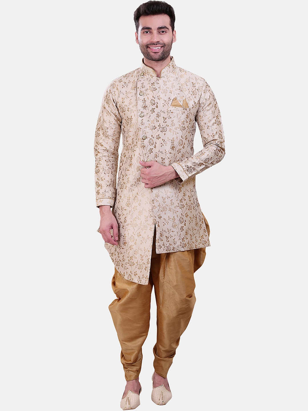 

Avaeta Floral Printed Sherwani With Patiyala Pant, Cream