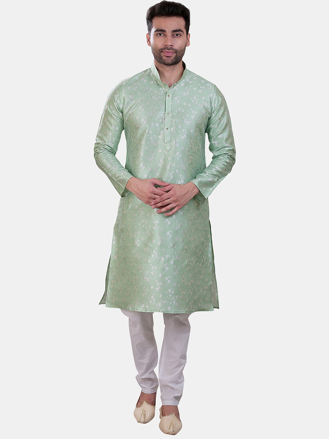 

Avaeta Floral Woven Design Regular Kurta With Pyjamas, Green