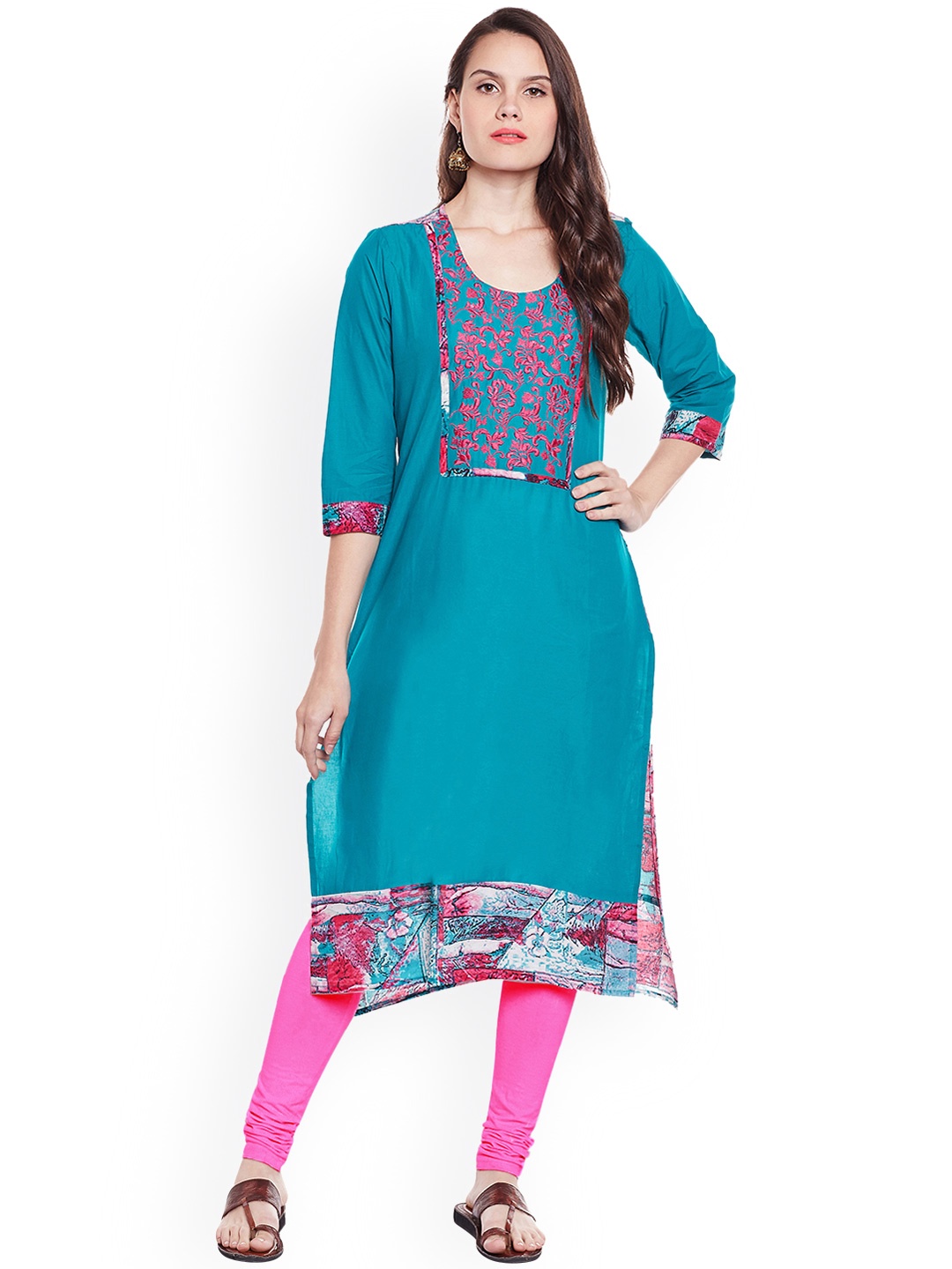 

Chhabra 555 Women Blue Printed Straight Kurta