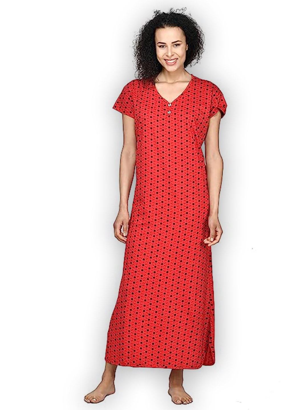 

Noty Geometric Printed Maxi Nightdress, Red