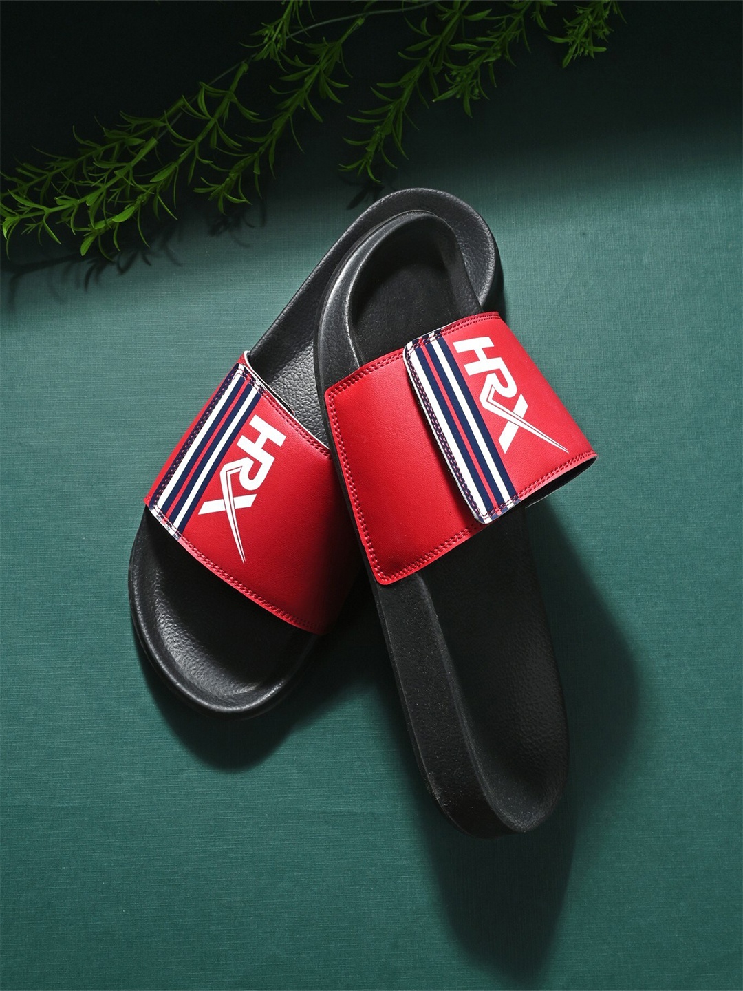 

HRX by Hrithik Roshan Men Red & White Printed Sliders