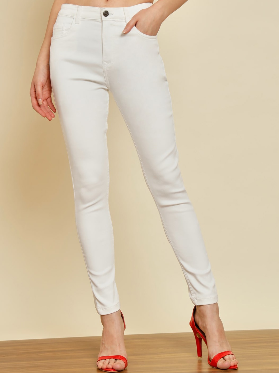 

BAESD Women Slim Fit Clean Look Jeans, White