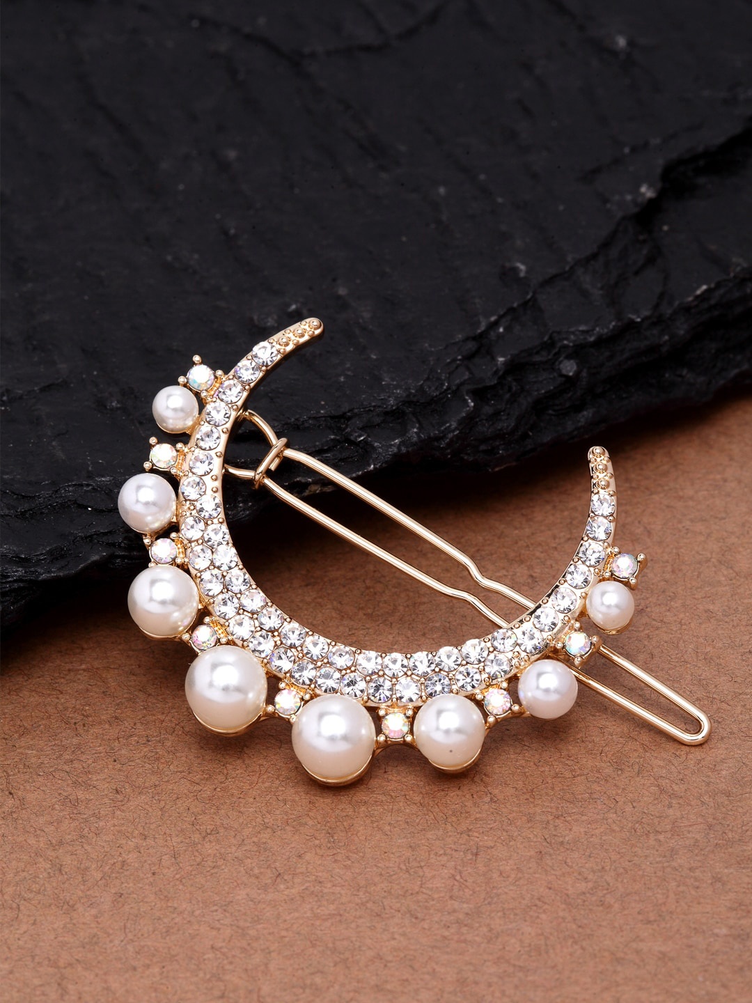 

Ferosh Rhinestone Moon Bobby Pins, Gold
