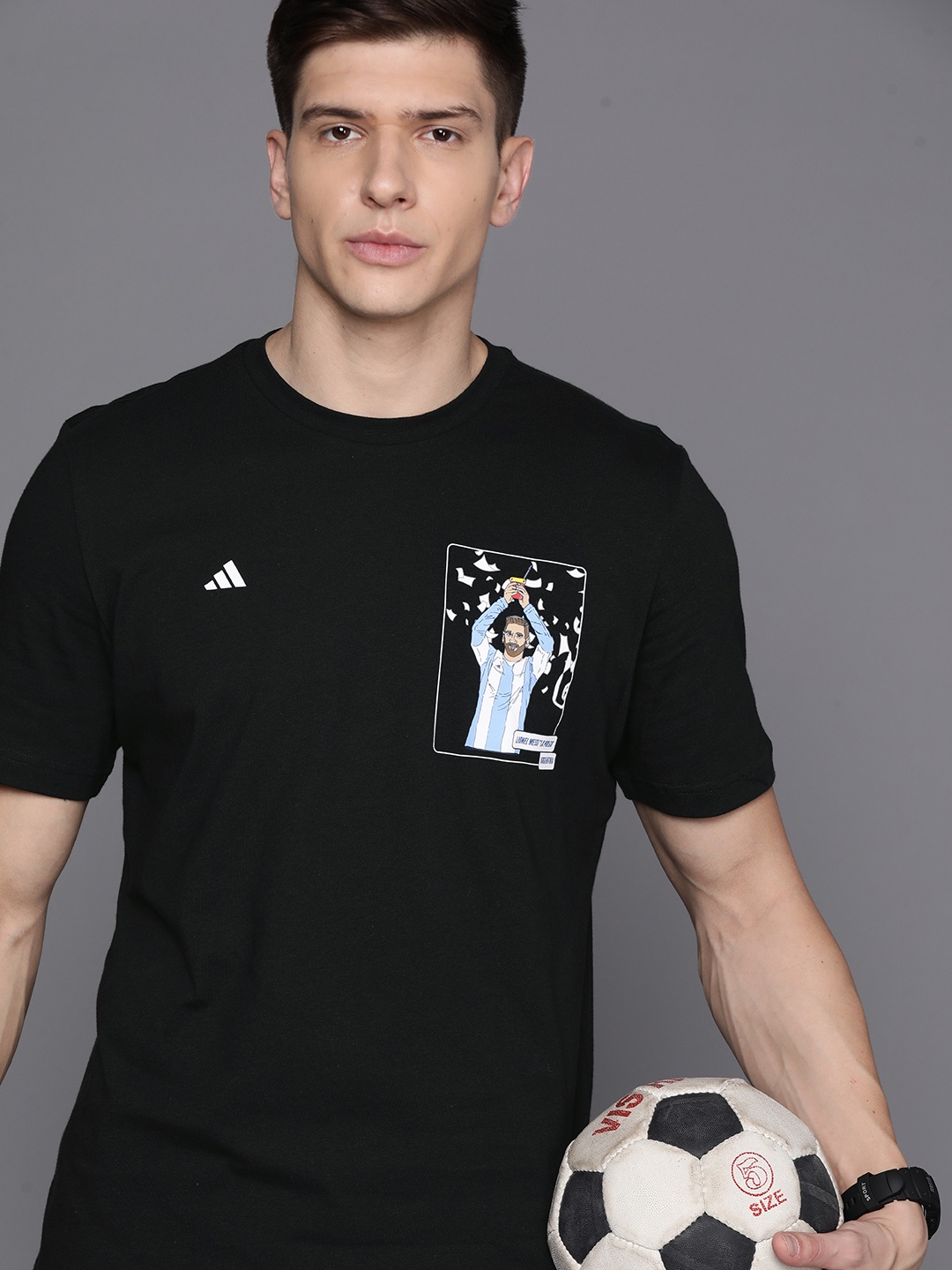

ADIDAS Messi Football Icon Graphic Pure Cotton T-shirt, Black