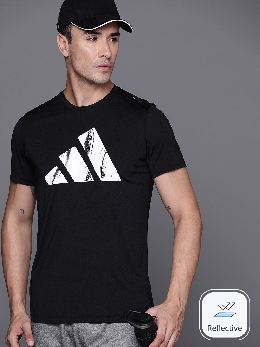 

ADIDAS Aeroready Brand Logo Printed Running T-shirt, Black