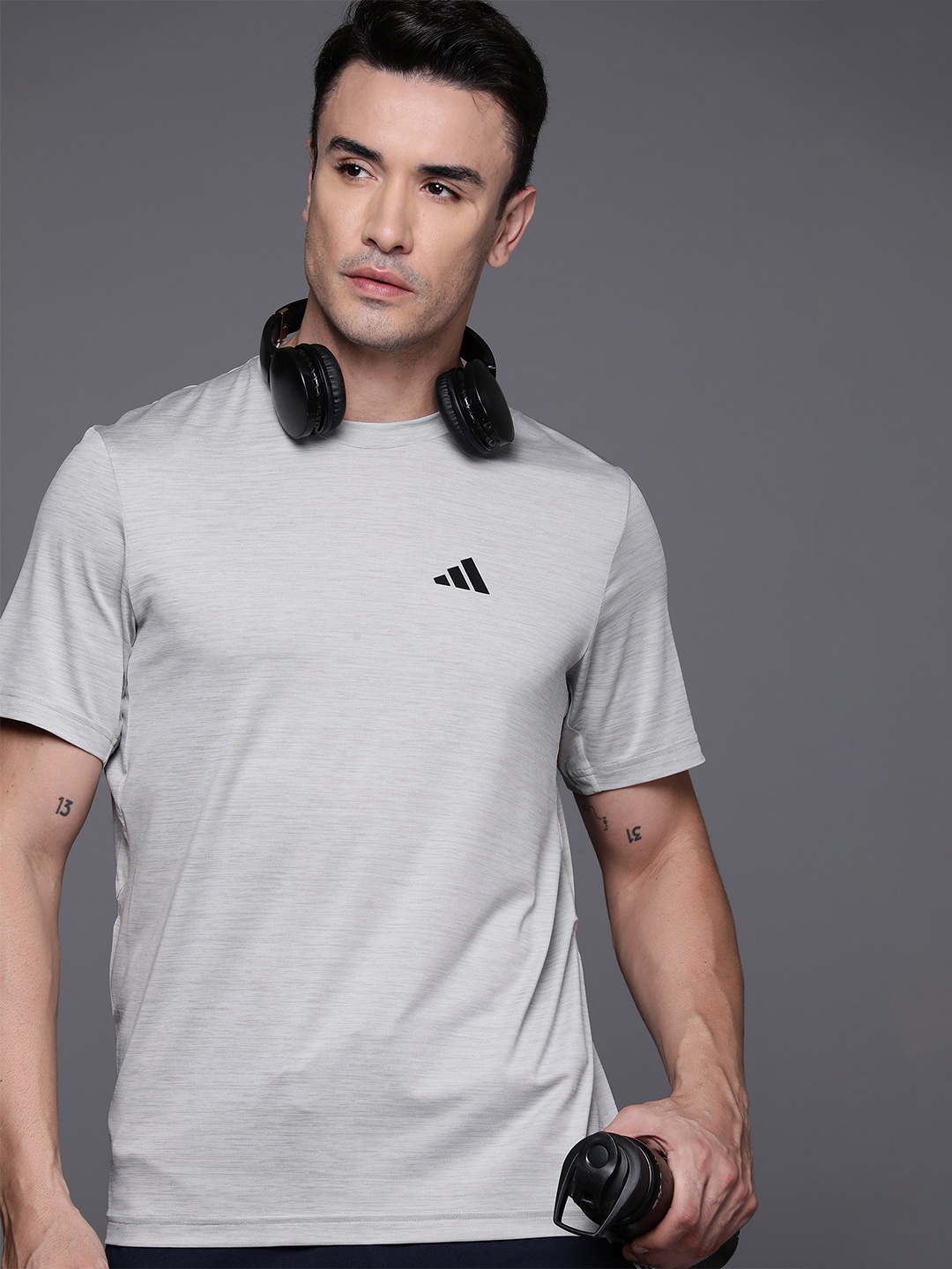 

ADIDAS TR-ES STRETCH Aeroready Training T-shirt, Grey melange