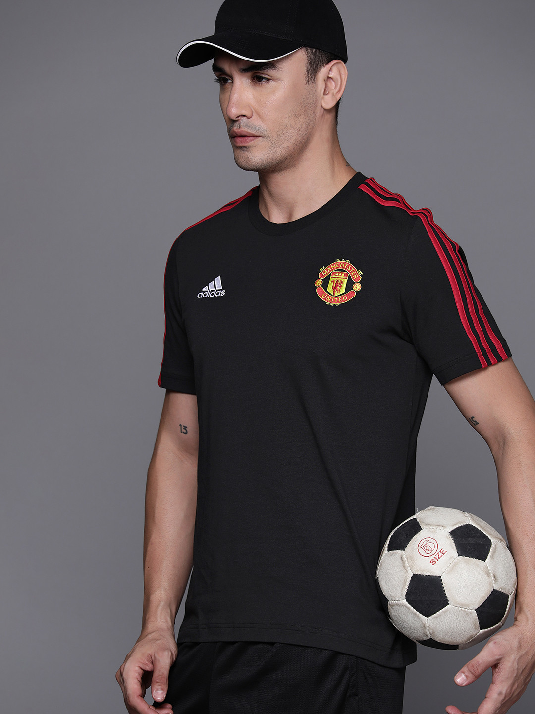 

ADIDAS Men Manchester United FC DNA Pure Cotton Football T-shirt, Black