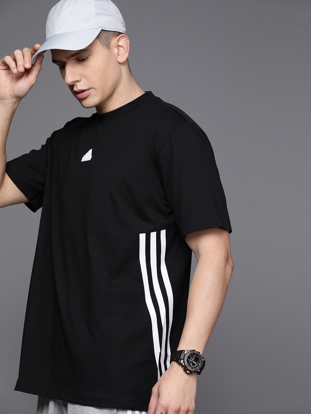 ADIDAS Men FI 3S Pure Cotton Loose T-shirt, Black