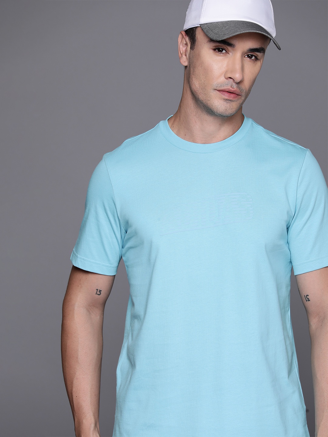 ADIDAS Pure Cotton Regular Fit Training T-shirt, Blue