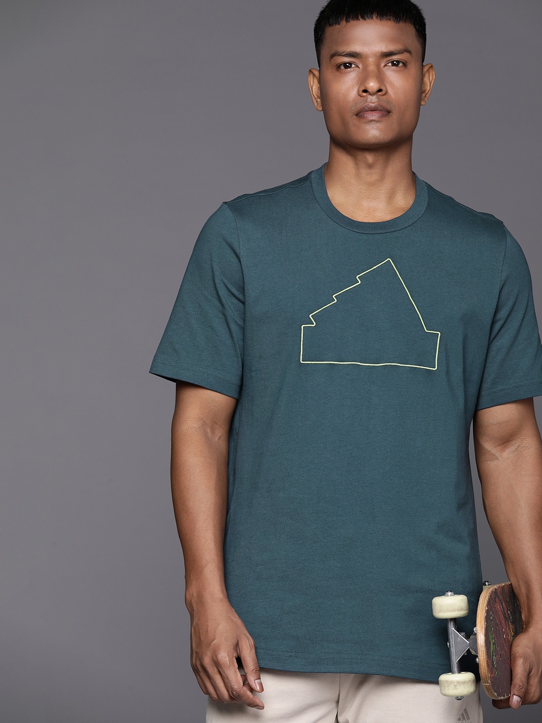 

ADIDAS Men Future Icon Printed Pure Cotton T-shirt, Teal