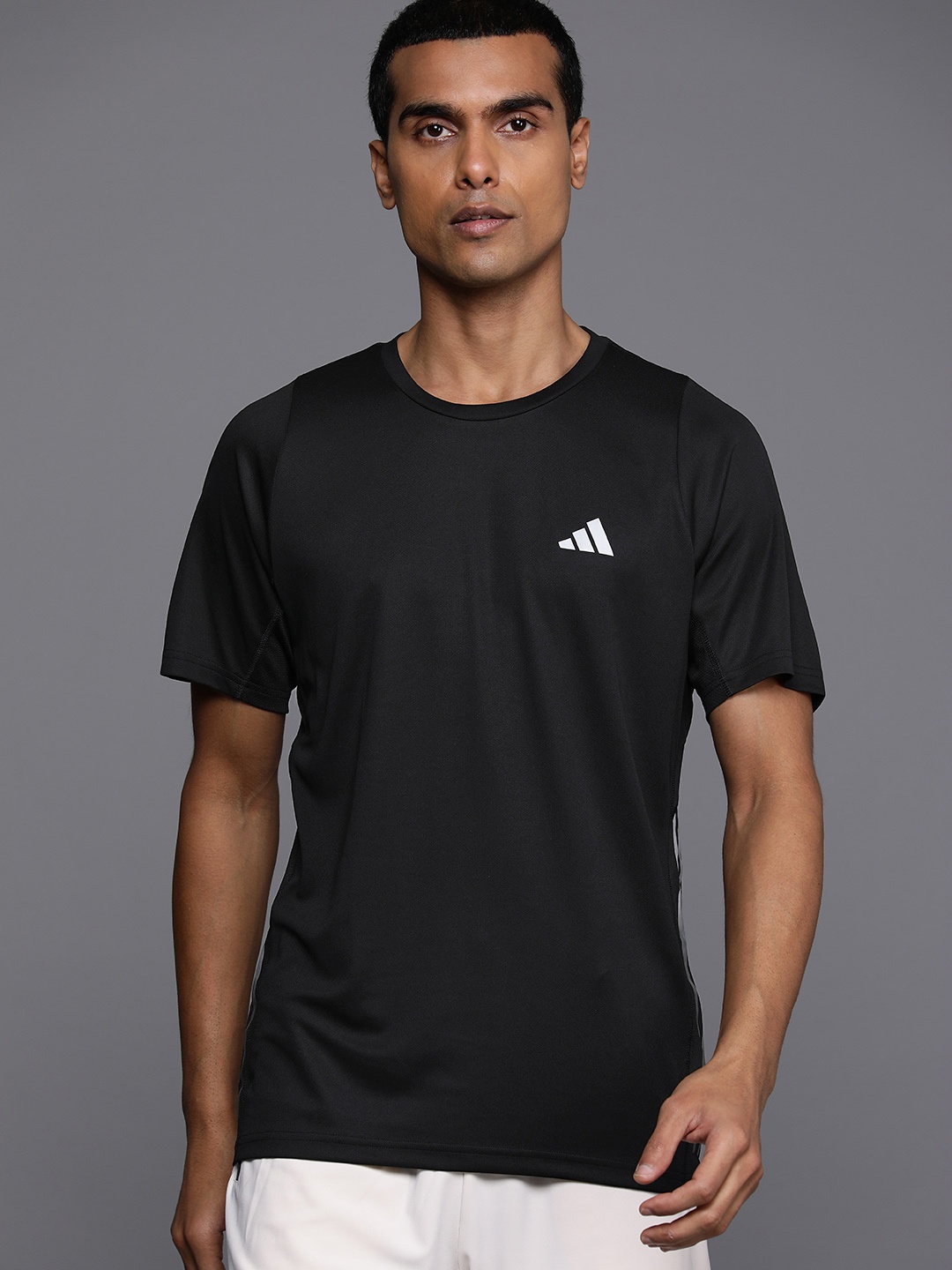

ADIDAS Run Icons 3-Striped Slim Fit T-shirt, Black