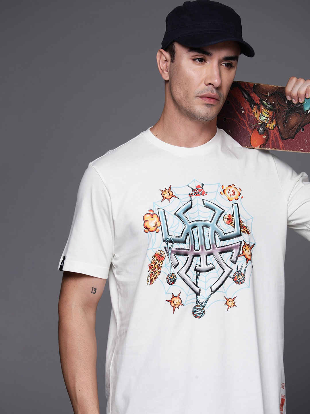 

ADIDAS Men Don MV G Printed Pure Cotton T-shirt, Off white