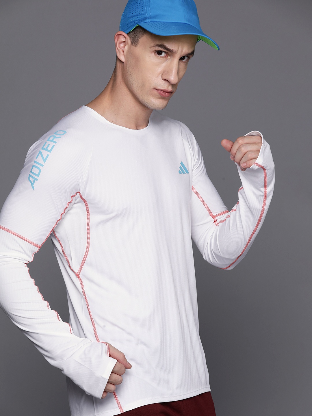 

ADIDAS Adizero L LS M Brand Logo Print Detail Aeroready Running T-shirt, White