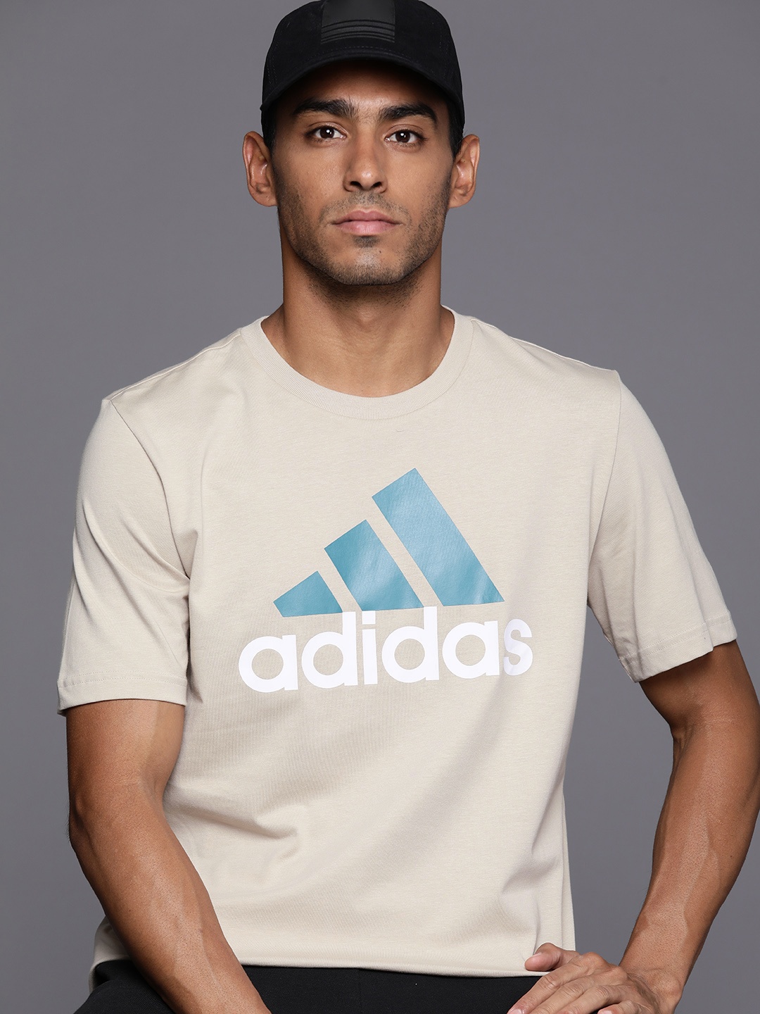 

ADIDAS Essentials Single Jersey Big Logo Cotton T-shirt, Beige