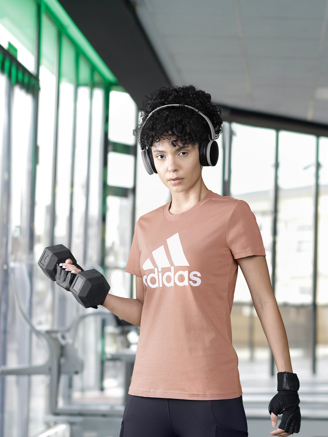 

ADIDAS Brand Logo Print Pure Cotton T-shirt, Brown