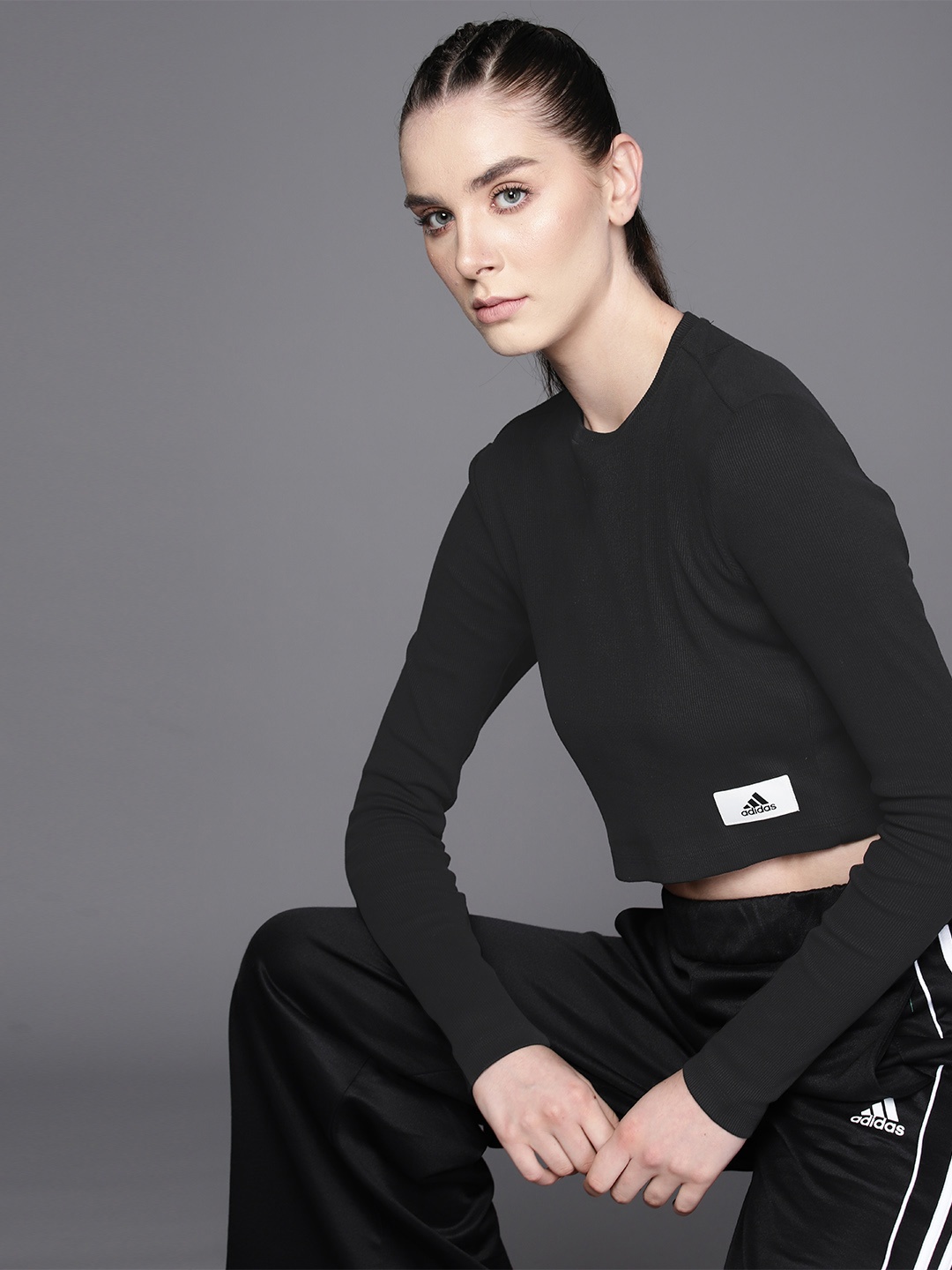

ADIDAS Lounge RIbbed Crop Slim Fit T-shirt, Black