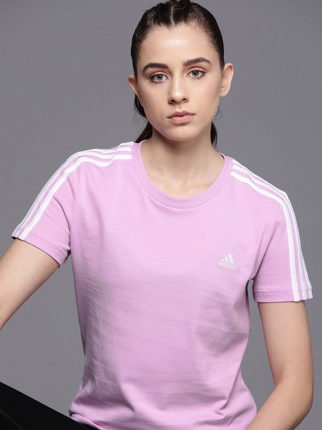 

ADIDAS 3-Stripes Cotton T-shirt, Lavender