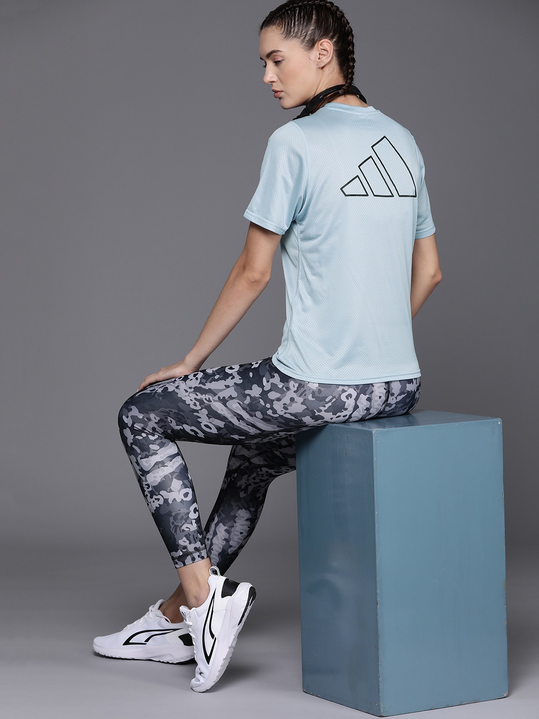 

ADIDAS Logo Print Reflective Run Icons Running T-shirt, Blue