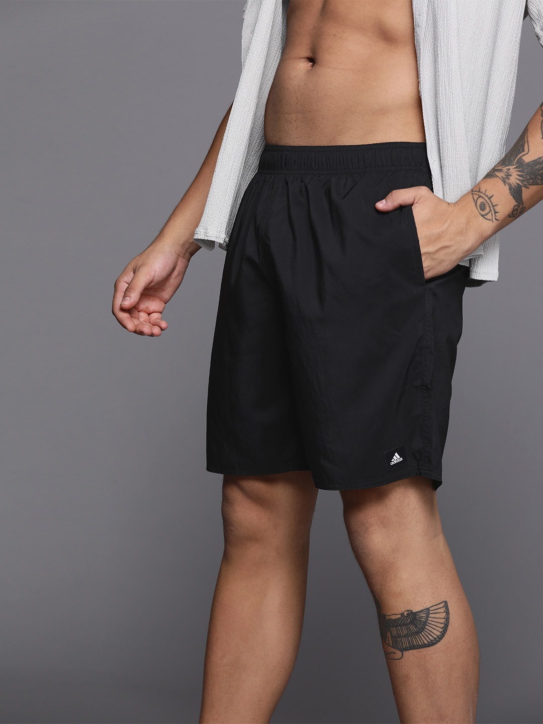 

ADIDAS Men Solid CLX Classic Length Swim Shorts, Black