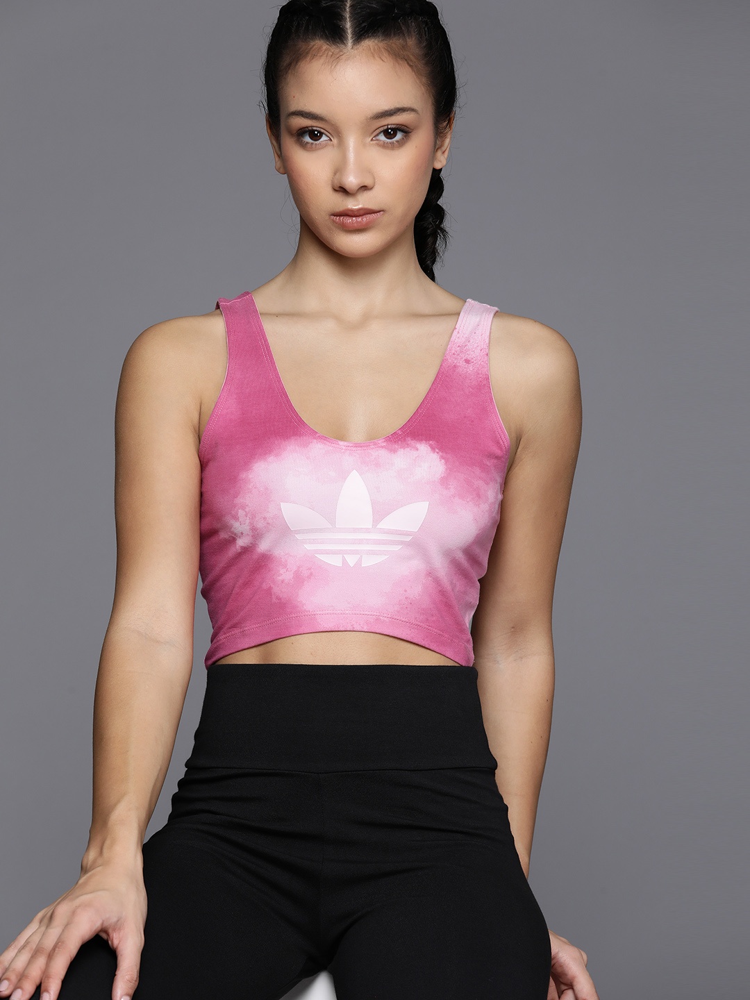 

ADIDAS Originals Colour Fade Crop Bralette Top, Pink